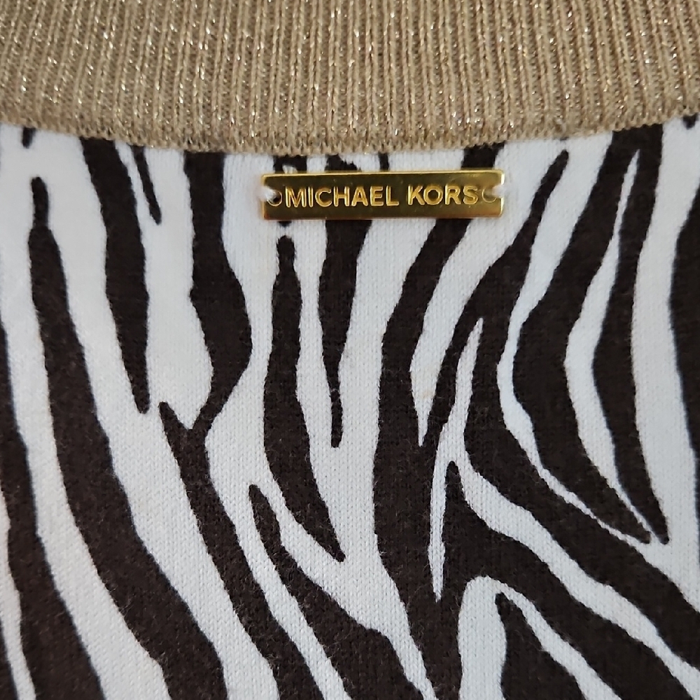 Michael Kors Black and White Zebra Dress with Gold Trim - Picture 4 of 4